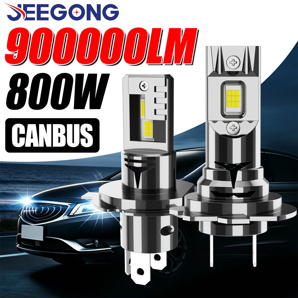 

H4 H7 LED Headlight 900000LM High Low Beam CANBUS No Error Turbo Light Bulbs Wireless Plug And Play Fog Lamp 1:1 Halogen Size