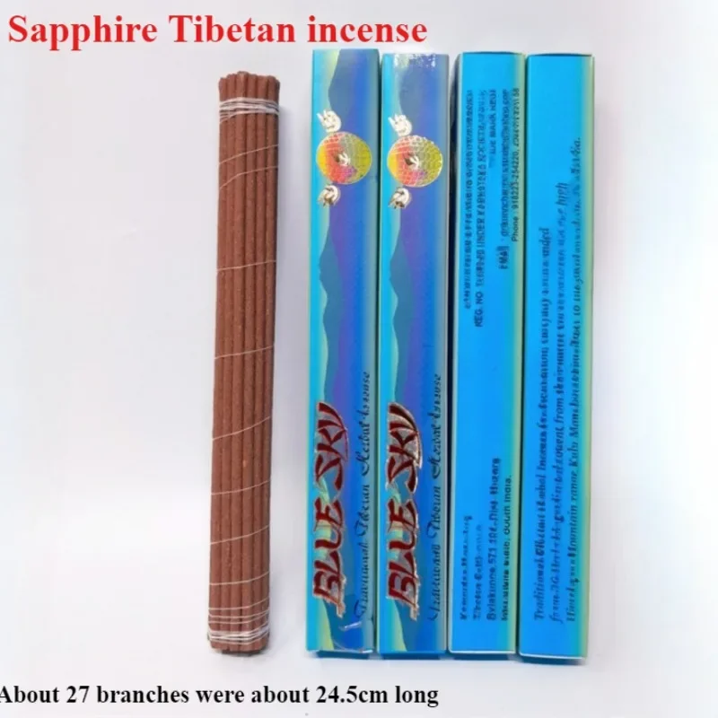 27 Roots Indian Natural Sapphire Thread Incense Stick Blue Sky Crystal Tibetan Incense Indoor Purify Air/for Buddhist Practice