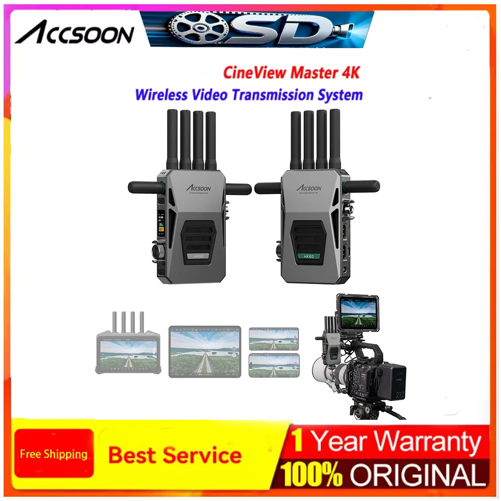 

Беспроводной видеоприемник Accsoon CineView Master 4K, 4K60/1080p60 Система передачи видео SDI и HDMI, совместимая с M7 Pro