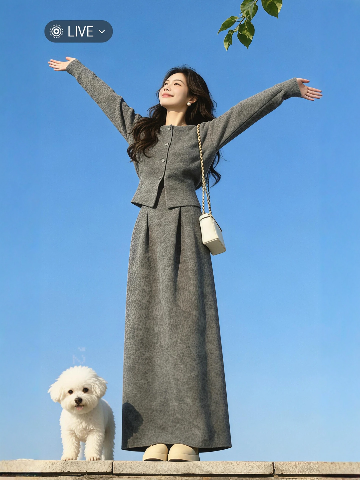 

ay Woolen Coat And Skirt Set plus Size Faionable Winter Outfit for Women High Waist Skirt Loose Fit Cardigan Warmth Guara...