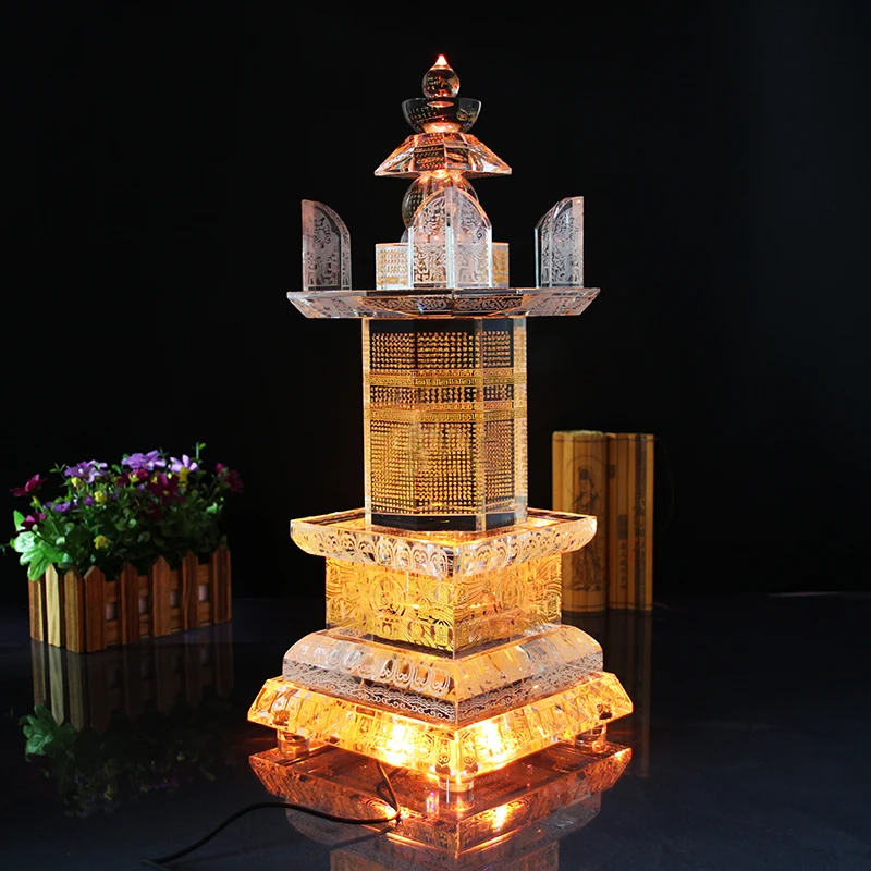 35CM Large Asia Buddhism Sarita stupa Pagoda HOME Sutra Shurangama Mantra talisman buddha dagoba tower crystal pagoda statue