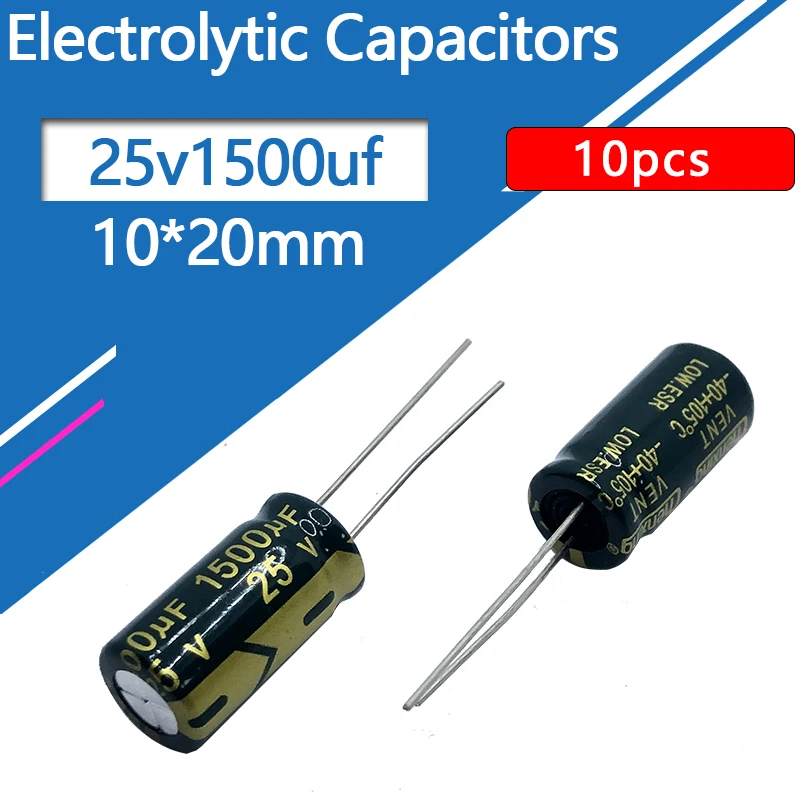 25V1500UF 10x20mm  Aluminum Capacitor  1500uf25v 25v1500mf 25vdc 25wv 25v 1500MFD 100uf 220uf 470uf 2200uf 3300uf 4700uf