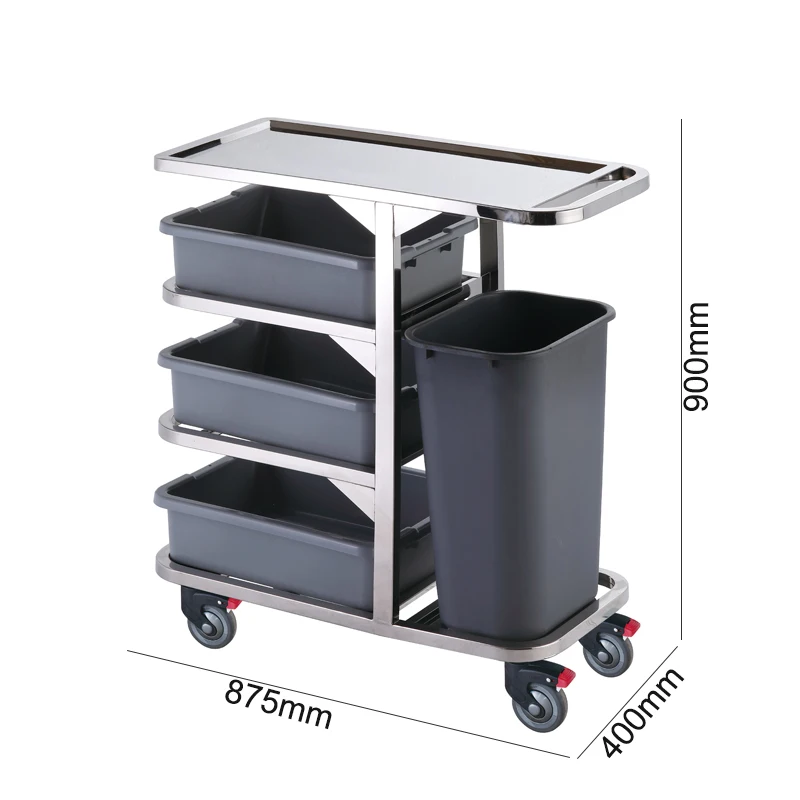 High Quality Food Cart Utility Hand Carts With Plastic Basic Basket Storage Cleaning Service Trolley Cart For Hotel Restaurant