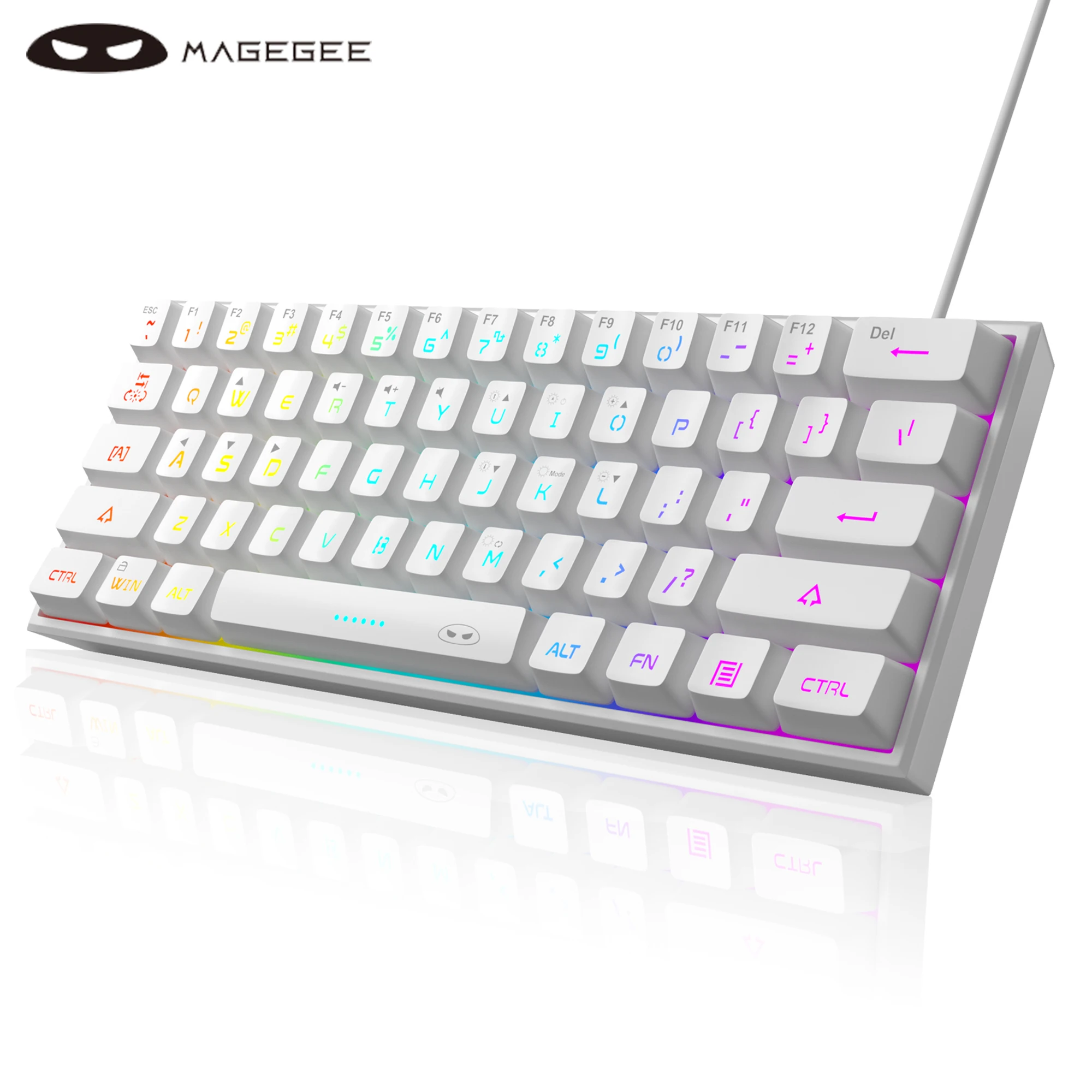 MageGee TS91 60% Compact Wired Keyboard 61 Keys RGB Backlight Small Portable Office Computer Membrane Keyboard For Windows Table