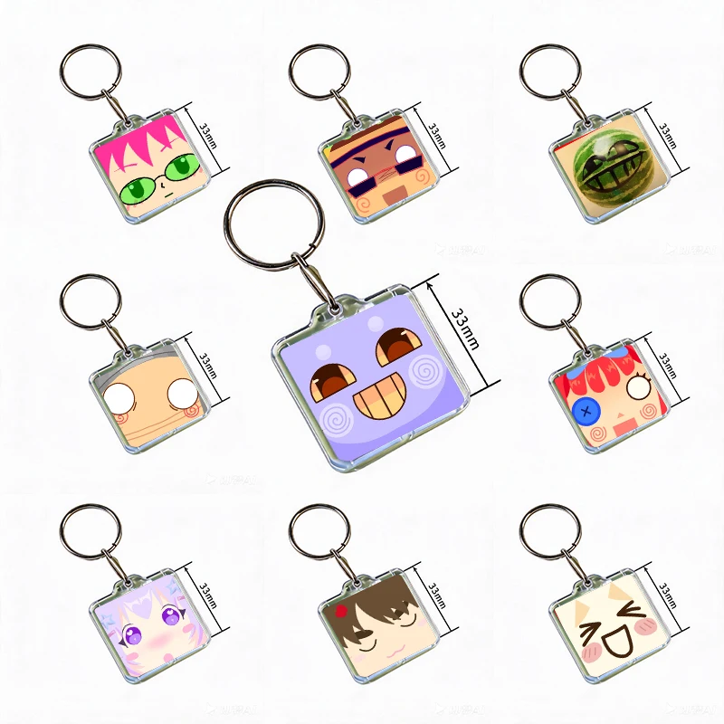 Popular Creative Funny Anime Expression Acrylic Keychain Handmade Hanging Ornaments For Clothes Backpack Decoration