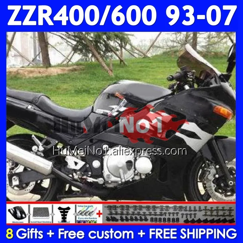 ZZR-400 For KAWASAKI NINJA ZZR 400 1993 1994 1995 1996 1997 1998 238No.85 ZZR400 99 00 01 02 Black white 03 04 05 06 07 Fairing