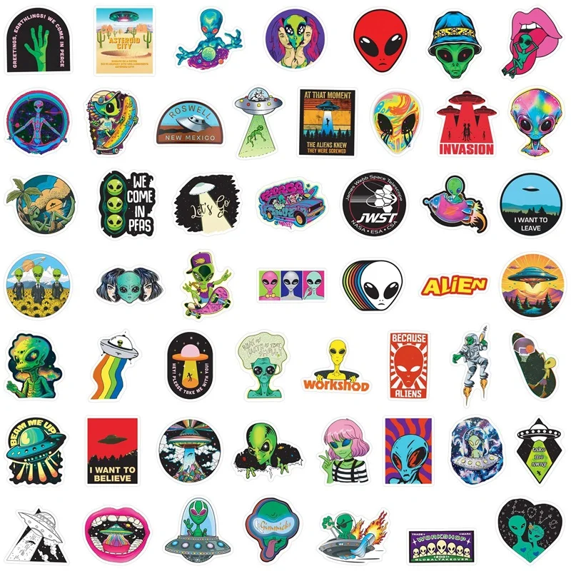 10/30/50PCS Creative UFO PVC Sticker Aesthetic Children\'s Decoration Scrapbooking Sketchbook Korean Stationery School Supplies