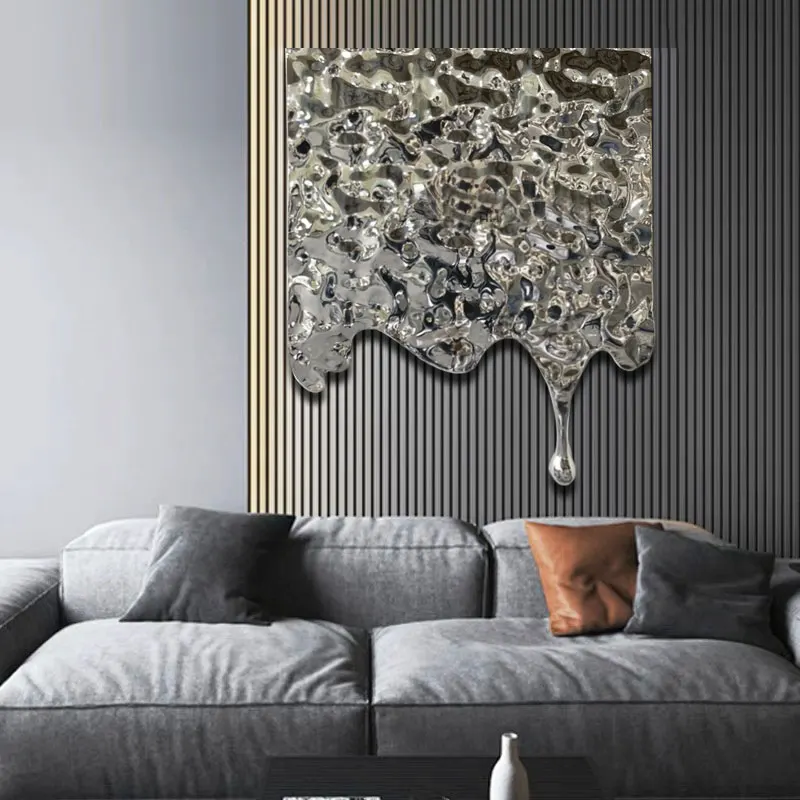 

decoration pendant Metal stainless steel water drop corrugated wall decoration Entering the door Entrance round wall decoration