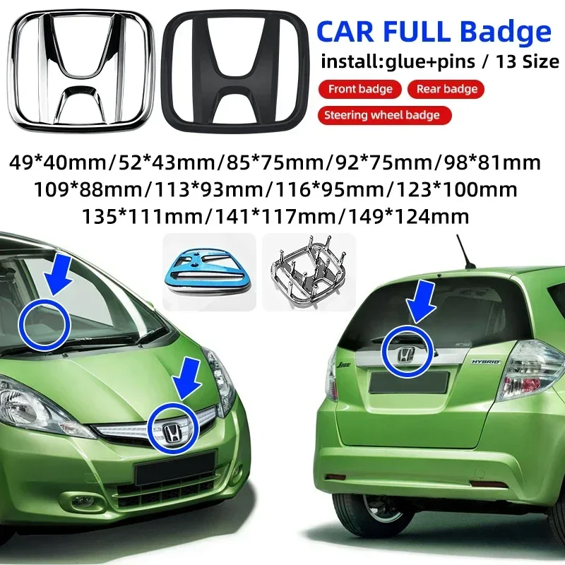 Car Front Rear Emblem Cover Sticker for HONDA City XR-V Civic Accord Brio CR-V Inspire Envix Trunk Steering Wheel Center Badge