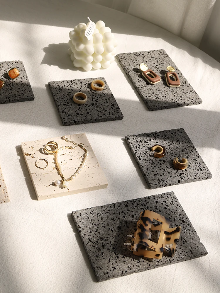 Natural Stone Black Hole Jewelry INS Photo Photography Background Shooting Props for Cosmetics Lipsticks Jewellery Ring Necklace