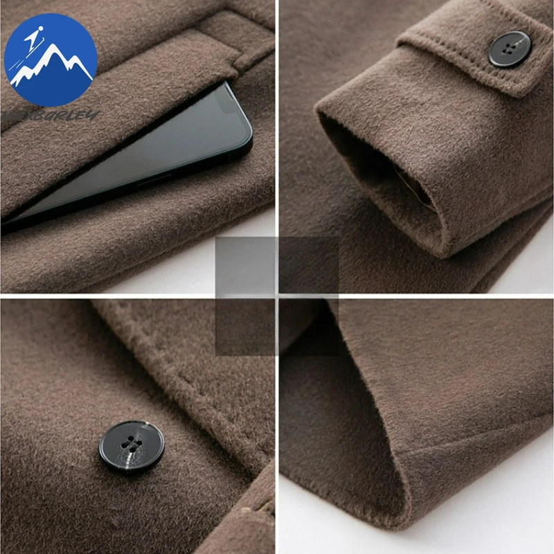 Maxbarley Winter Wool Jacket Men Light Luxury Long Woolen Trench Coats 2025 High Quality England Thick Soft Warm Overcoat Man