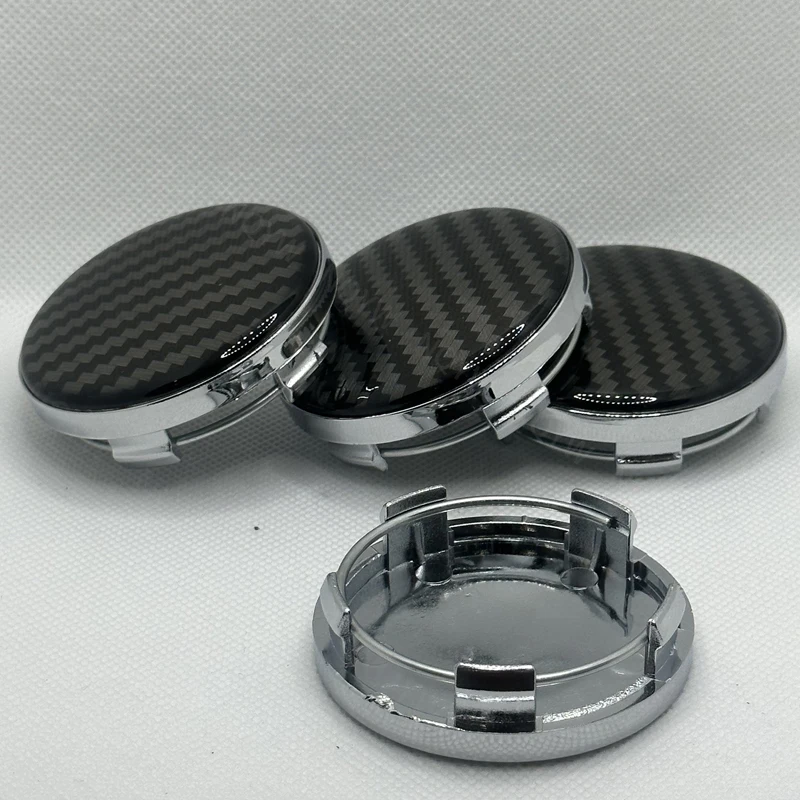 4Pcs/Set 58mm 3D Carbon Fiber Car Wheel Center Caps Car Rim Hubcap Cover Black Silver Hubcap Dust-proof Covers Car Accessories