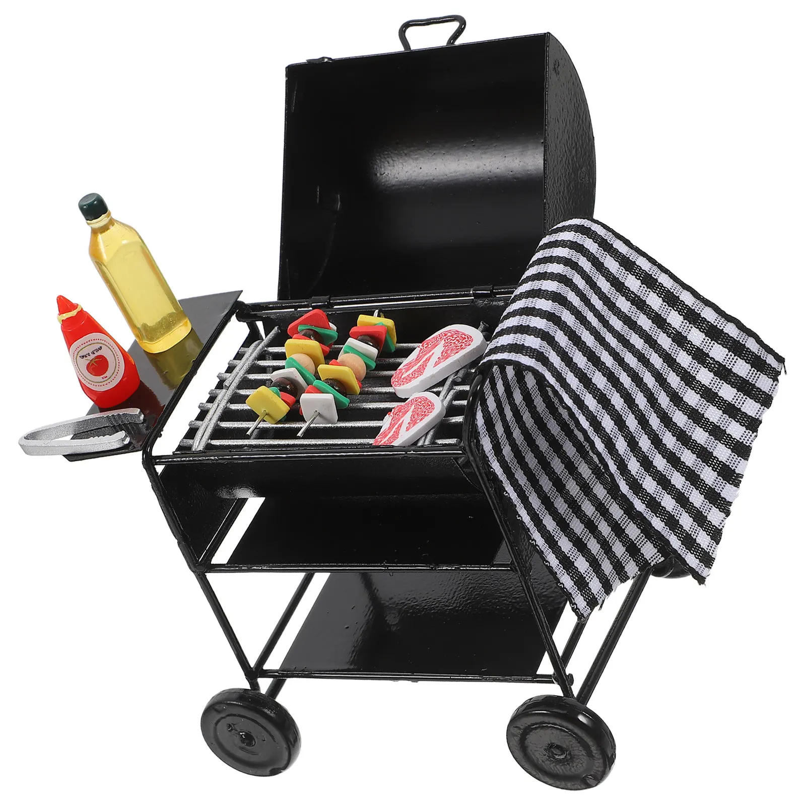 

1Set Miniature Barbecue Grill Compact Mini House Bbq Rack Decorative Kitchen Prop Simulation House Grill Pretend Play Toy