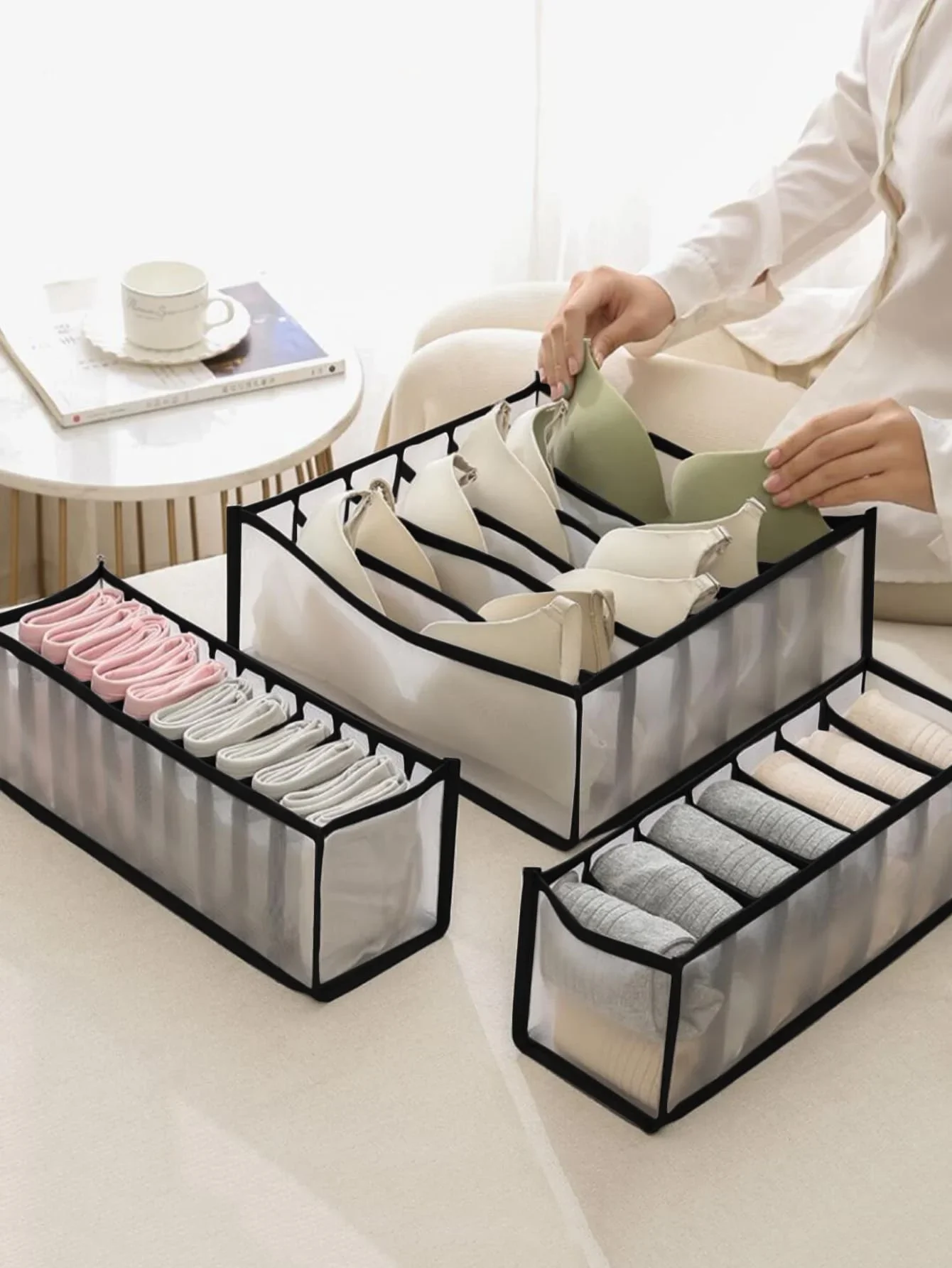 Clothes Jeans Organizer Underwear Drawer Storage Box Clothes Bras Socks Organizer Wardrobe Dormitory Compartment Storage Bag