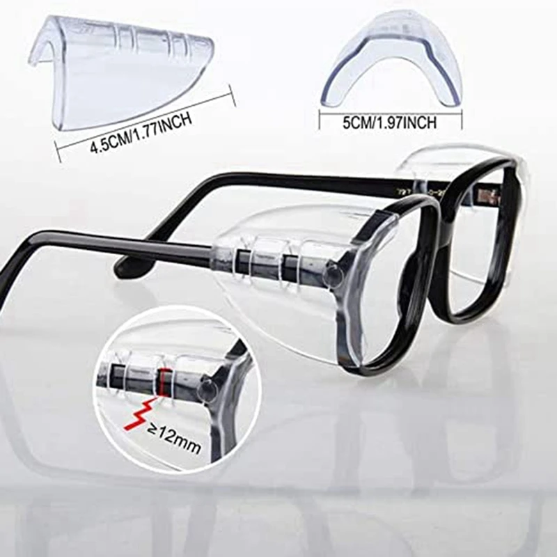 12 Pairs Eye Glasses Side Shields Slip On Clear Side Shield For Safety Glasses