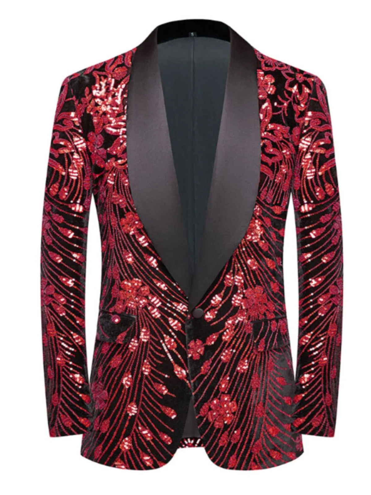 Men Sequined Suit Performance Plus Size Party Host Classy Singer Luxurious Sparkling Tops Blazer