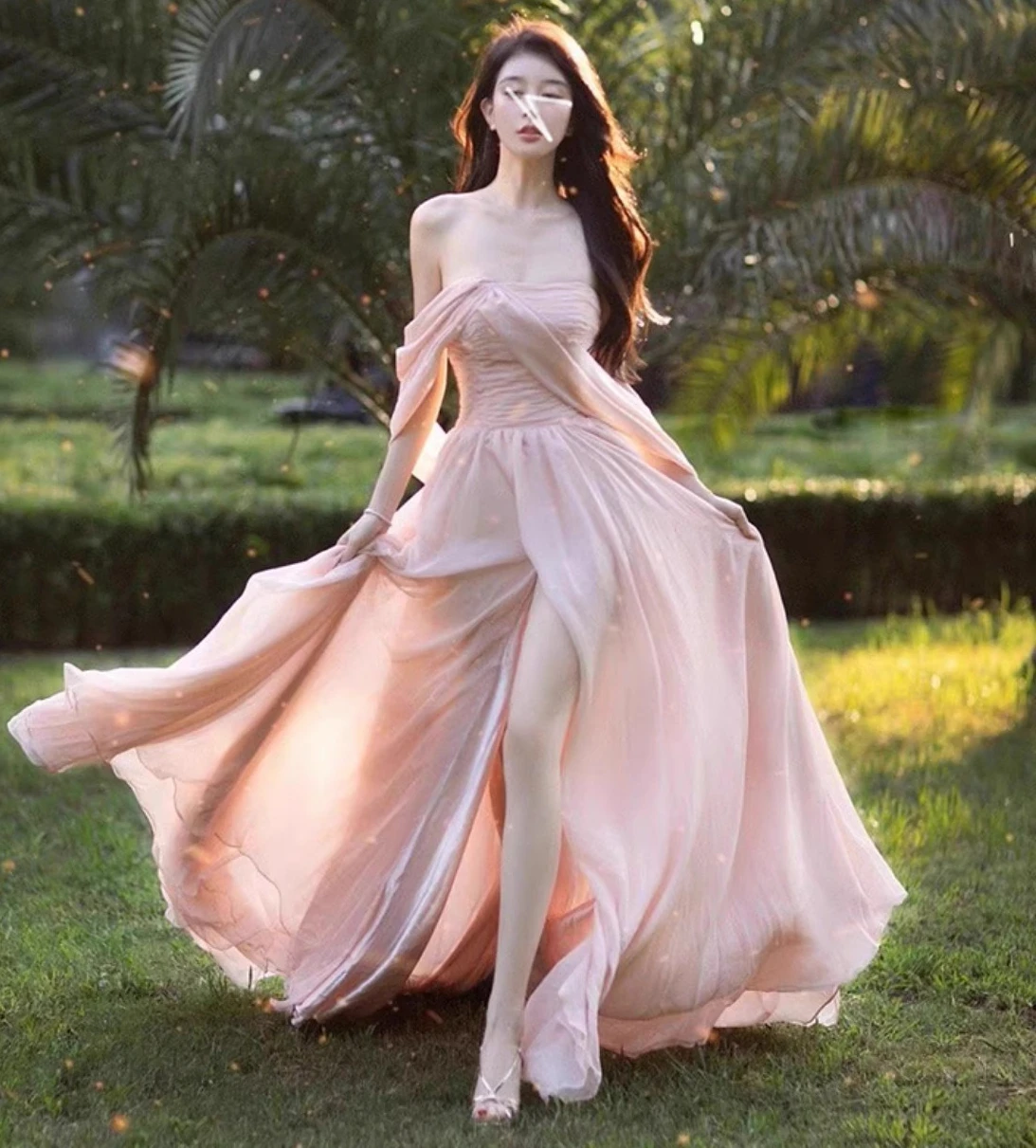 

Розовое платье без бретелек без рукавов, женское летнее праздничное платье макси, Vestidos, облегающее элегантное длинное платье с разрезом