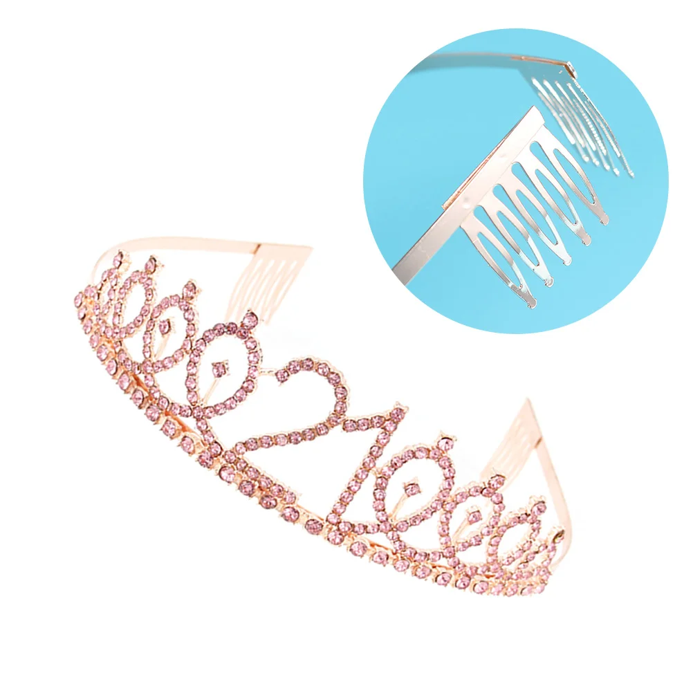 

Birthday Crown Rhinestone Alloy Number Tiara Party Supplies Decorations Elegant Princess Accessories Hair Tools Styling