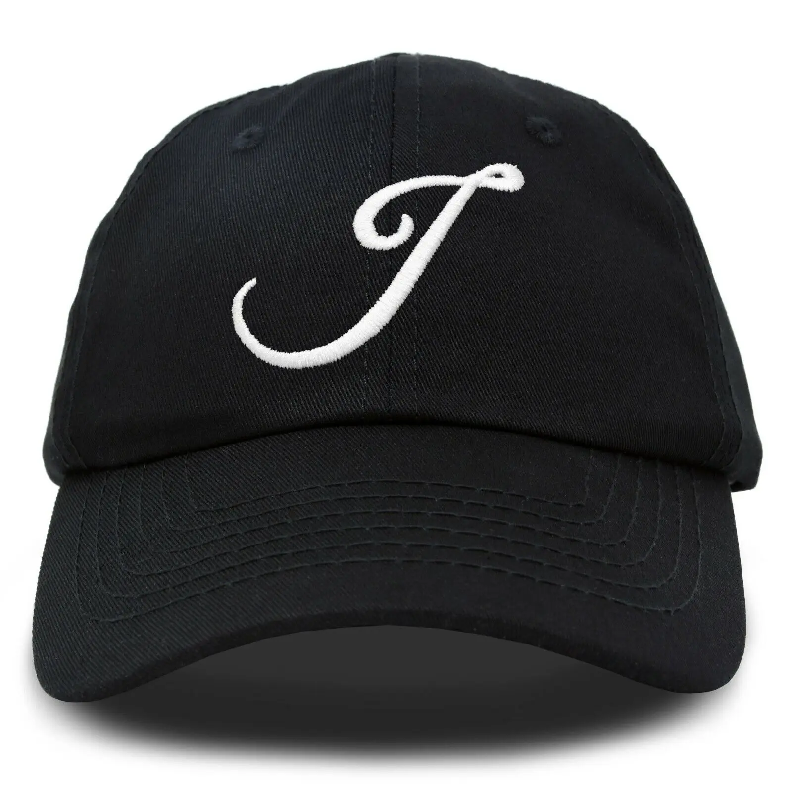 Initial Hat Letter J Womens Baseball Cap Monogram Cursive Embroider