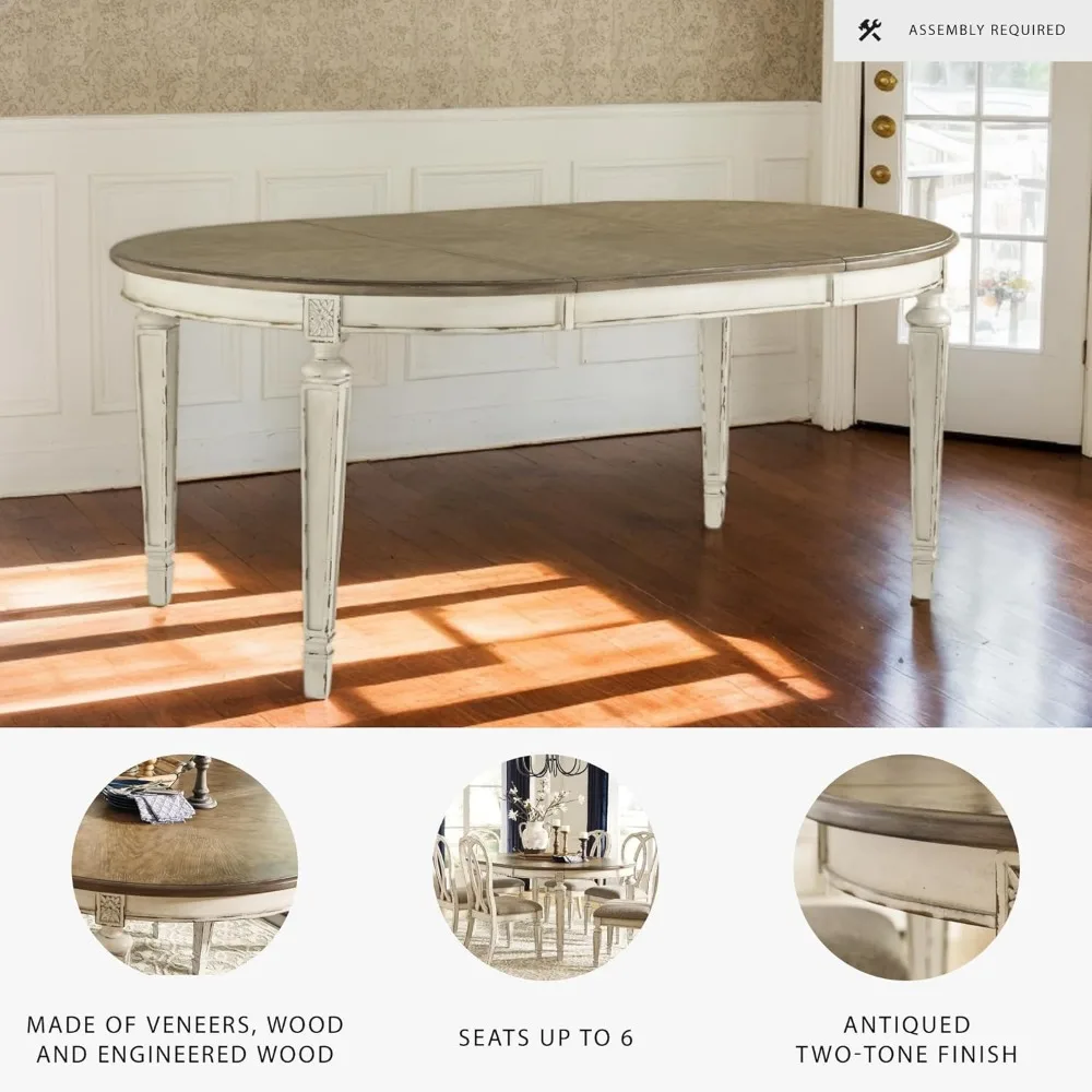 طاولة طعام Ashley Realyn Signature باللون الأبيض المتعثر #4