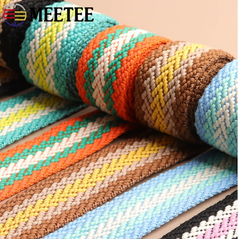 

1-5Meters 38mm Colored Striped Cotton Webbing 2.5mm Thick Strap Clothing Belt Bag Shoulder Straps DIY Luggage Sewing Accessories