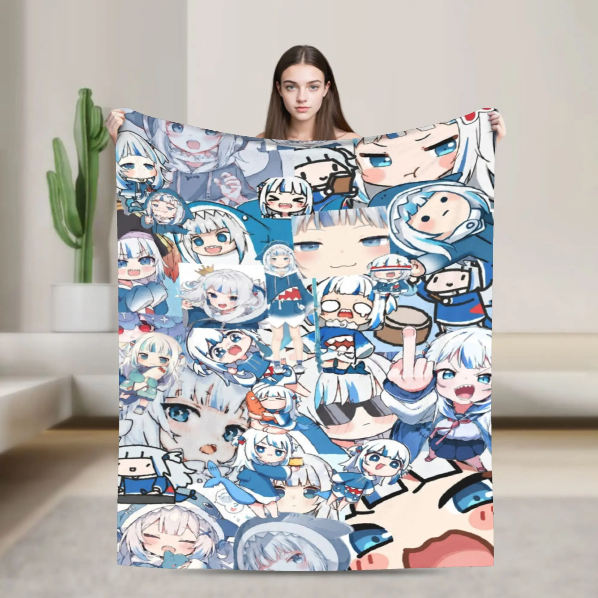 Novelty Design Gawr Gura Dancing On Stage Blanket Lightweight Thin Fleece  Relax Throw Blanket Machine Washable