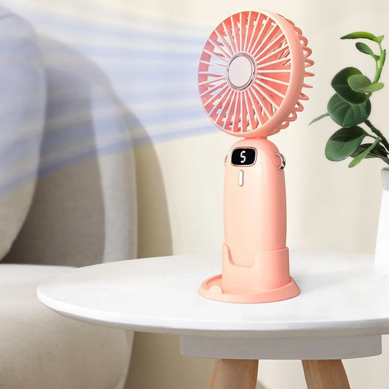 Ventilateur de cou portable et pliable avec support de téléphone et écran d'affichage, charge USB, 4000mAh