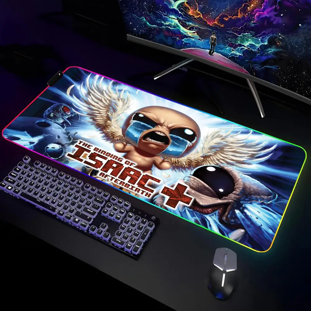 The Binding of Isaac Mouse Pad Gamer RGB Deskmat Keyboard Mat Gaming Laptops LED Mousepad Desk Protector Anime Mause Mats