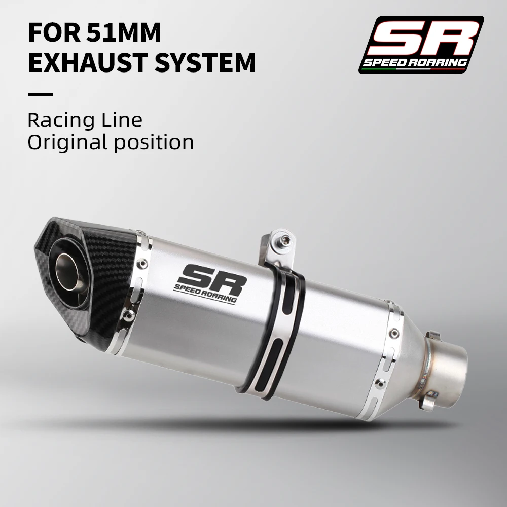 

System exhaust suitable for 51mm exhaust pipe motorcycles: 300, 370, 470 models. Round-mouth tailpipe exhaust.