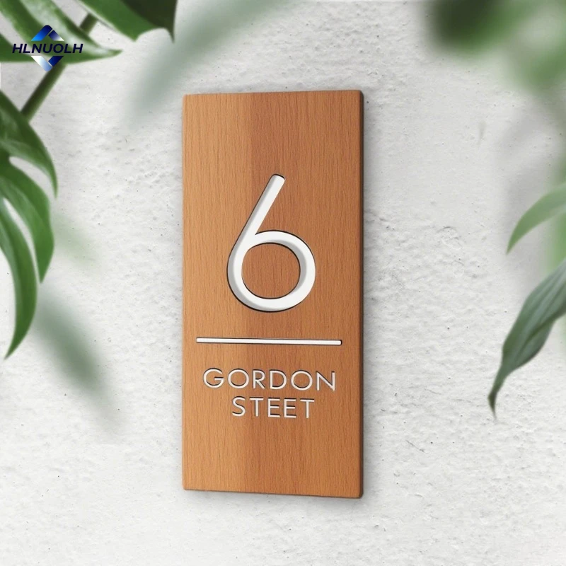 

Custom Exterior House Number Plate Wooden Cutting Plate Personalized Outdoor Residential Street Number Plate Door Sign Gift
