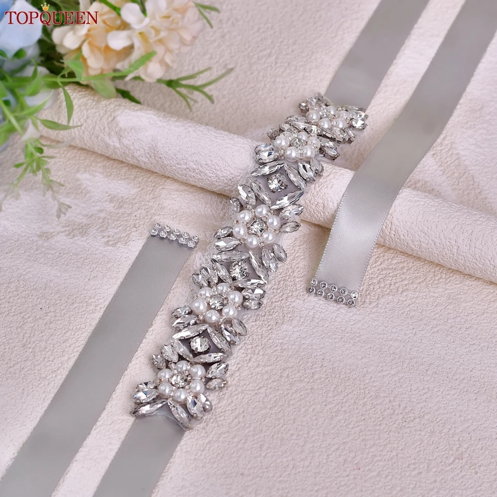 TOPQUEEN Bridal Belt Rhinestone Imitation Pearls Flower Decoration Women's Body Accessories For Party Special Occasion Dresses