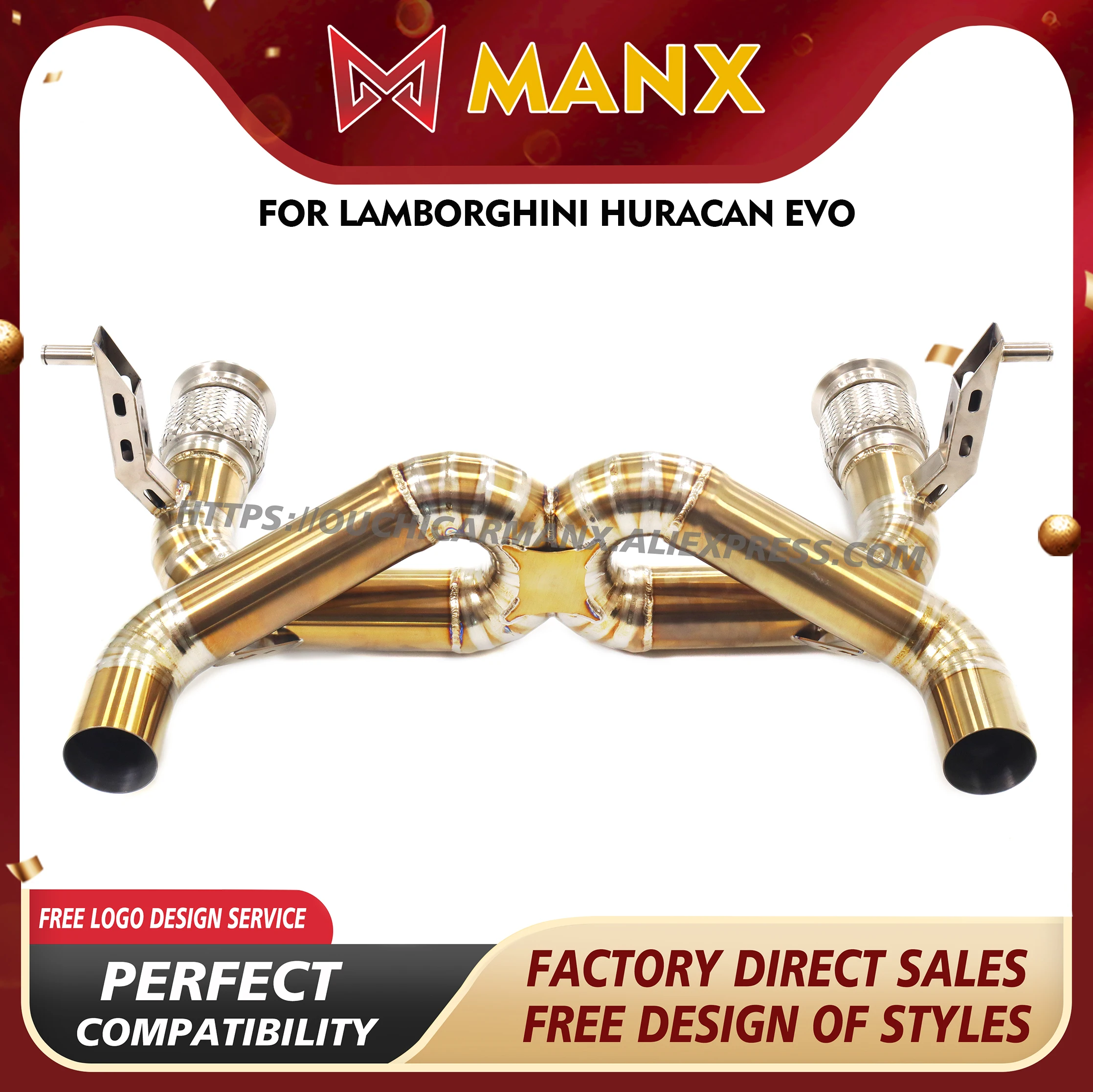 

MANX Exhaust systems for Lamborghini Huracan EVO Ti Catback Easy installation X-pipe exhaust design