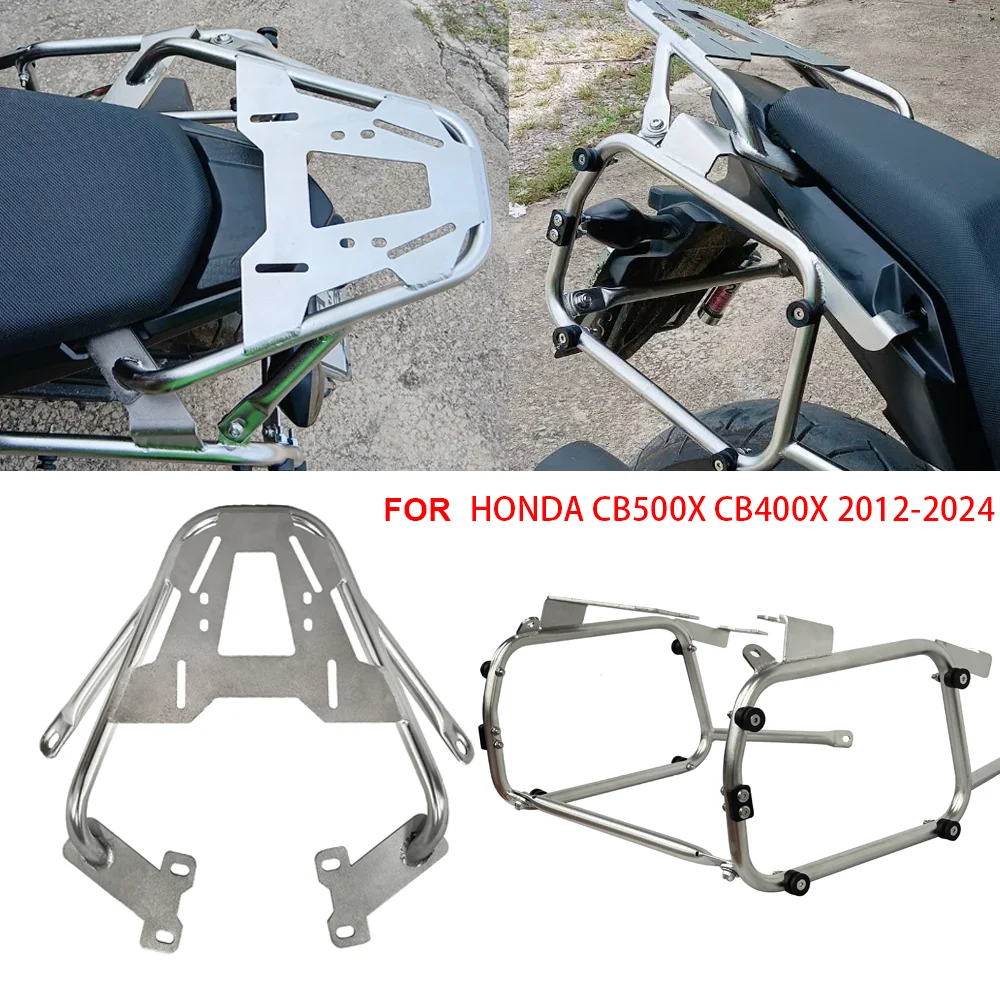 

Для Honda CB 500X 400X CB500X CB400X 2012-2024, NX500 2024: Кронштейн для кофров и боковых сумок из нержавеющей стали, крепление для верхнего кофра