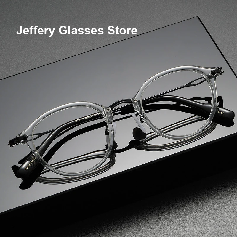 

Japanese Titanium Acetate Eyeglasses Retro Oval Optical Glasses Frame Men Women Prescription Myopia Spectacles Oculos 21007