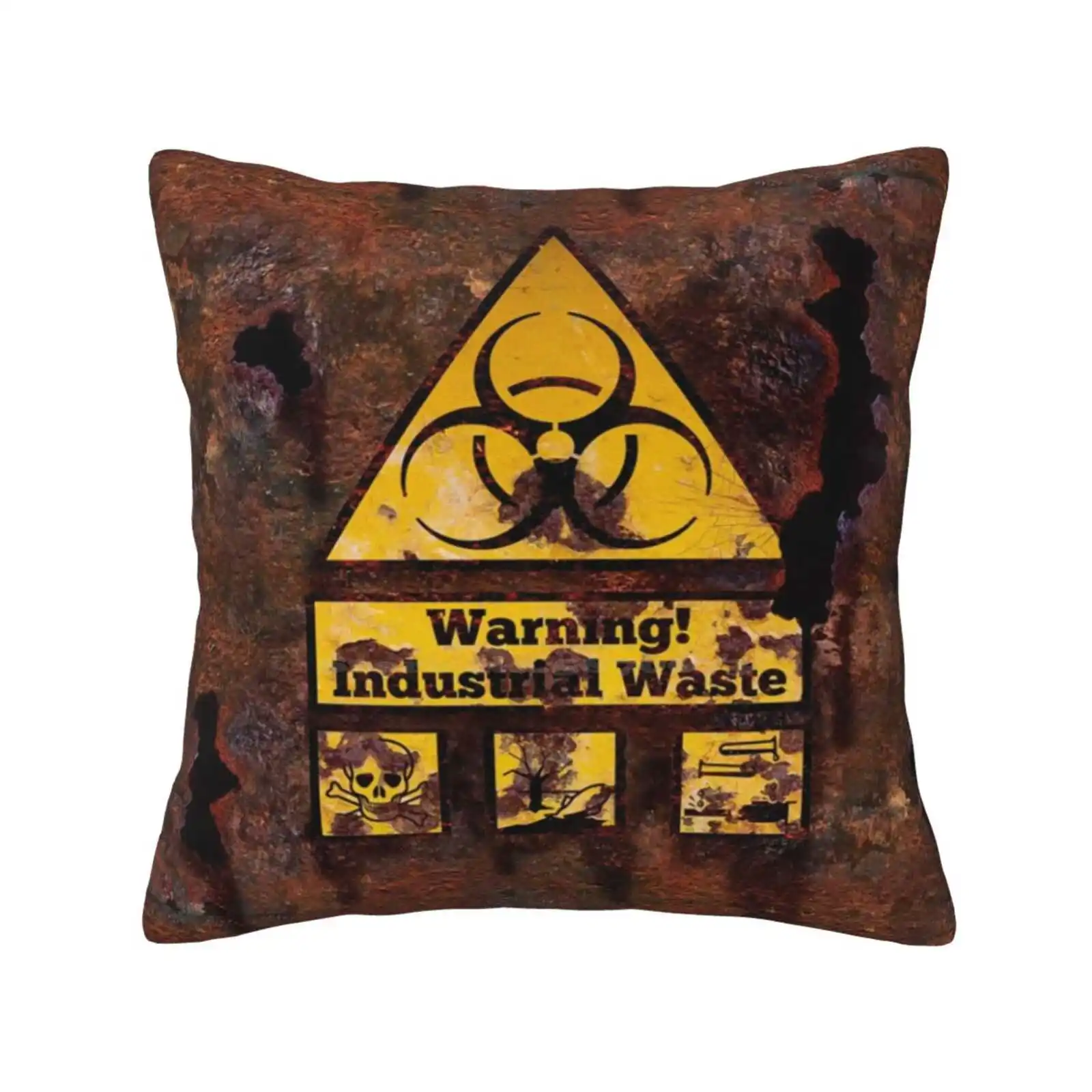 Warning-Industrial Waste! Biohazard! Home Sofa Car Waist Throw Pillowcase Industrial Waste Toxic Deadly Radio Active Rusty Old