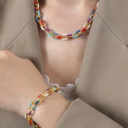 Colorful Classic Cross Chain Jewelrys Bohemian Fashion Choker Necklace Bracelet Anklet Jewelry Set for Women Gift Party