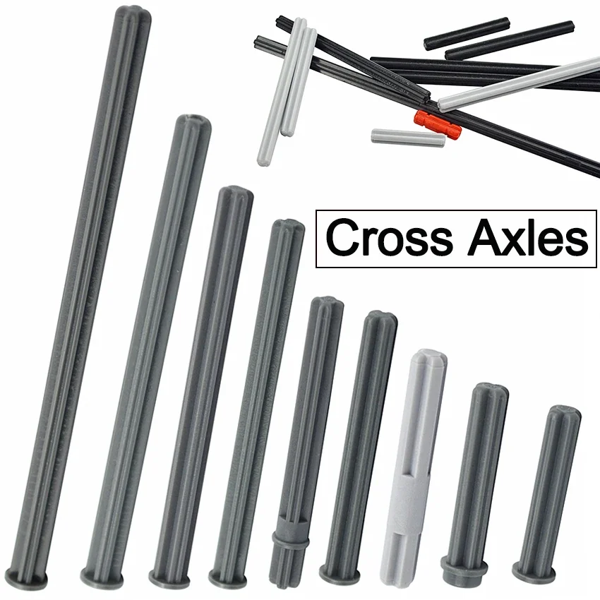 MOC Cross Axles Series Technical Bricks Connector Pin Shafts Building Blocks Accessories Compatible 32062 3706 3737 44294 15462