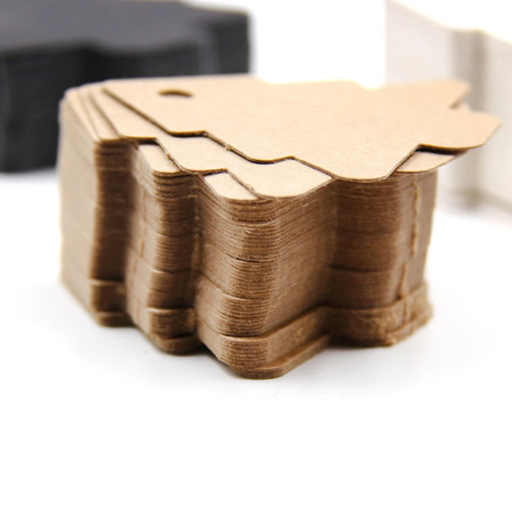 50 Pcs Christmas Tree Hang Tag Name Stickers Tabs Vintage Tags Gift Kraft Paper