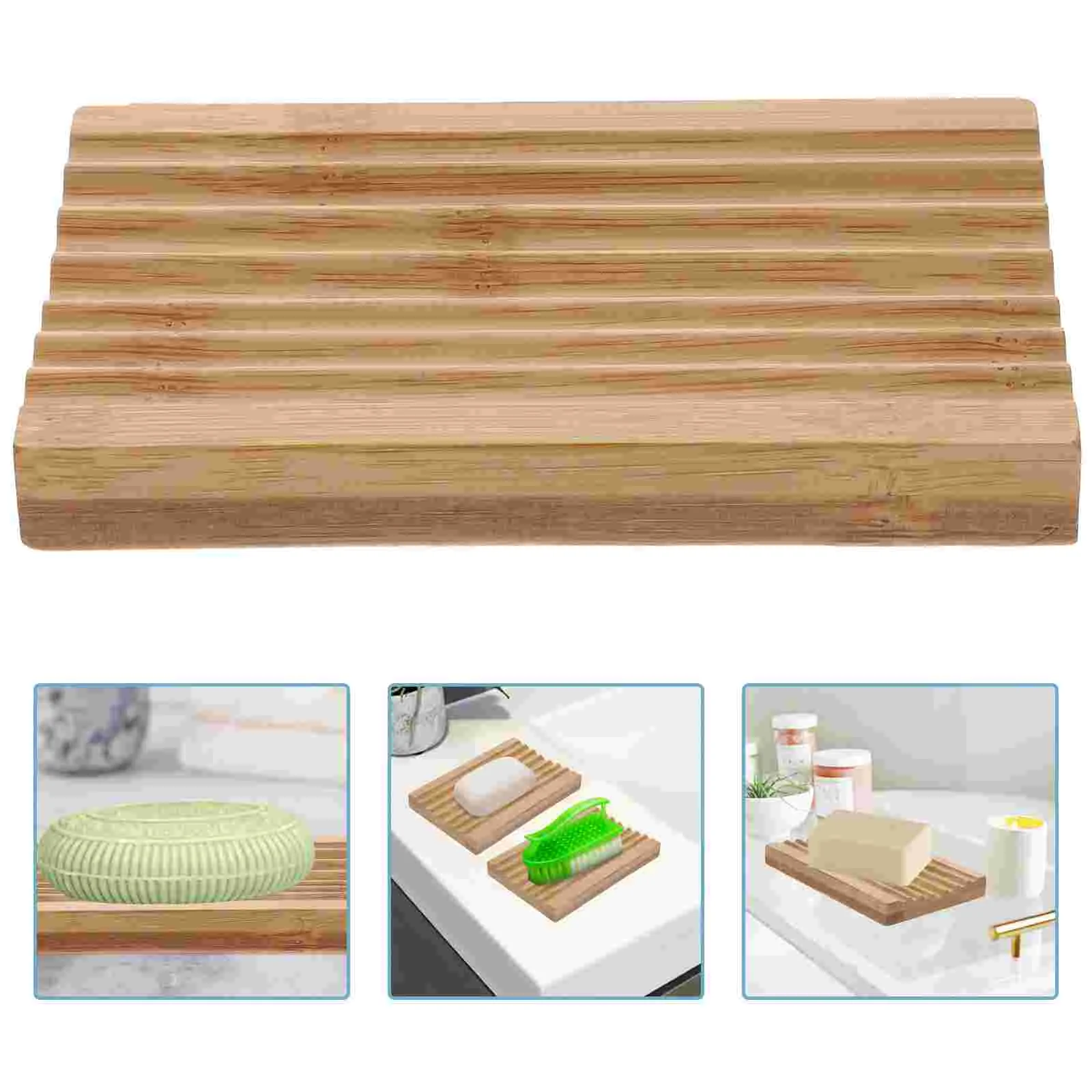 2 Pcs Shampoo Bar Holder Sink Soap Bamboo Pad Case for Shower Tray Natural Dish