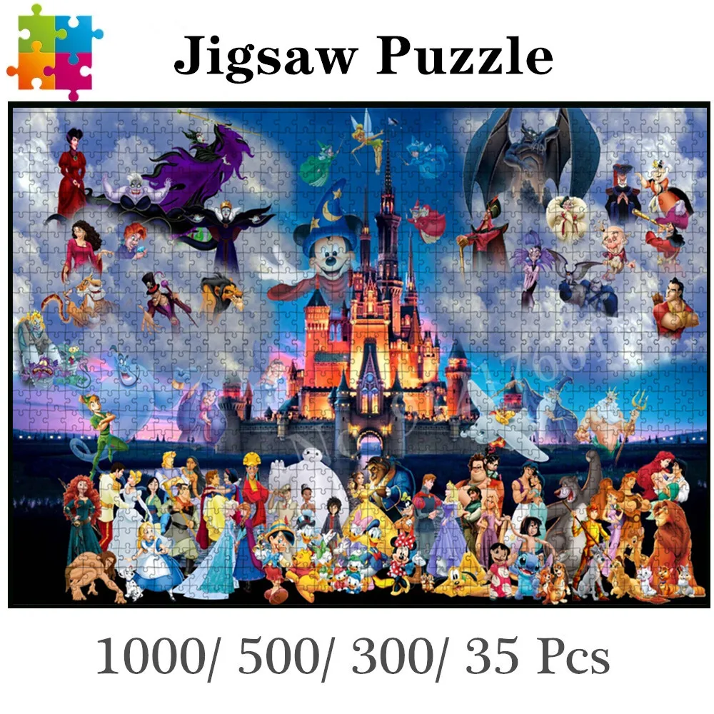 

Disney Family Puzzles 1000/500/300 Pieces Adults Diy Wooden Puzzle Model Assembled Educational Jigsaw Puzzle Toys for Kids Child