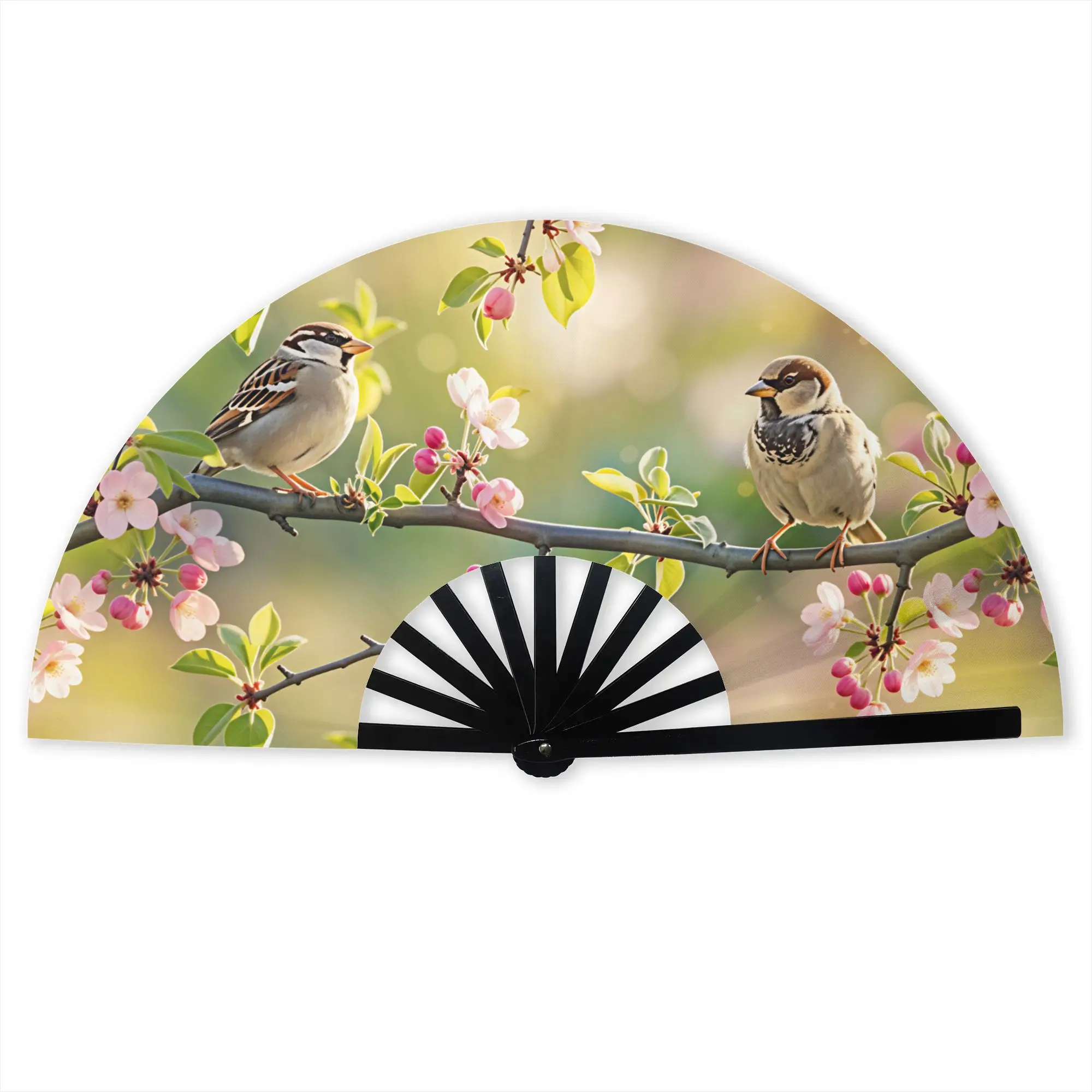 Birds Singing And Flowers Fragrant Portable Pocket Fan Camping  Folding Fan Chinese Dance Cooling Handheld Fans