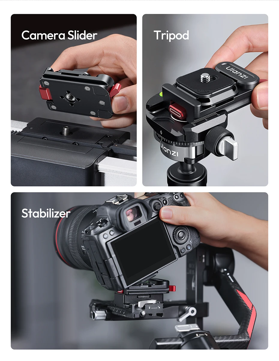 Ulanzi UKA12 UKA Pro Schnellwechsel-Kit Doppelte Verriegelungsplatte für Kamera mit Arca-Swiss-Basis für Kamera-Slider-Stabilisator – Detail 9