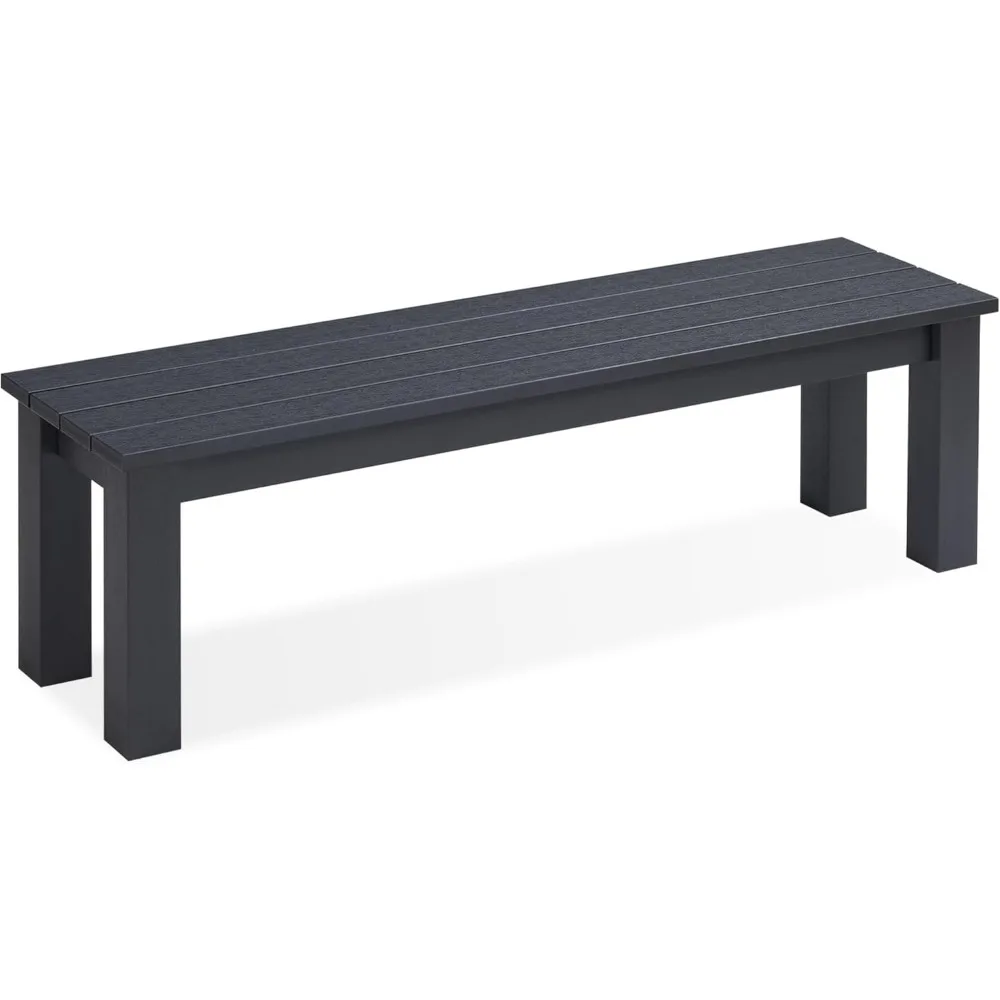 

Outdoor Bench, Three Person Outdoor Poly Lumber Patio Backless Bench, Weatherproof Garden Bench That Never Rot and Fade
