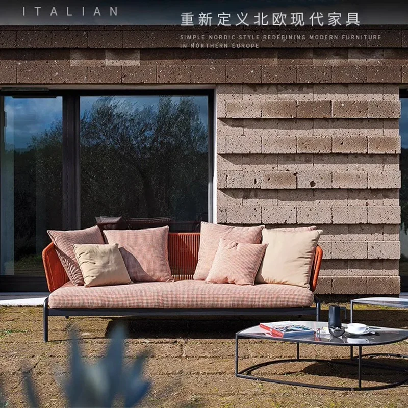 DSA outdoor leisure furniture rattan sofa combination open-air balcony rattan chair model room courtyard garden sofa living room