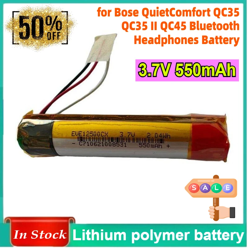3.7V 550mAh for Bose QuietComfort QC35 QC35 II QC45 Bluetooth Headphones Battery