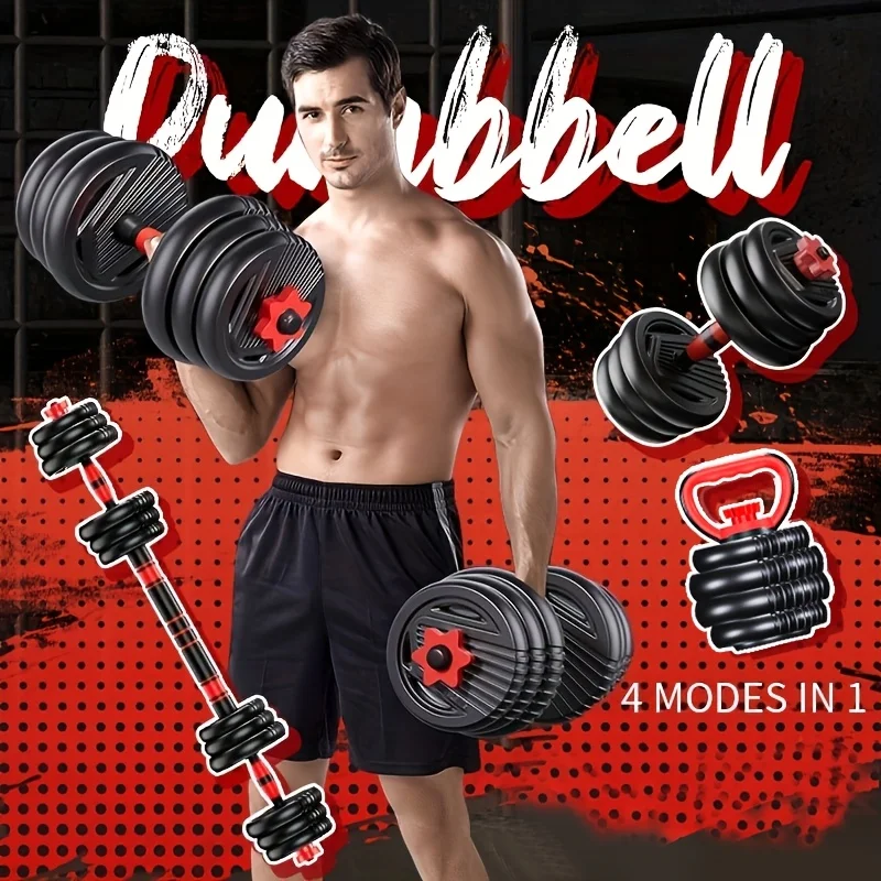 4-in-1-Hantelset mit einstellbarem Gewicht, Hanteln, Hanteln, Kettlebells, neigbarer Push-up-Modus, 22 lbs/33 lbs kg Trainingsgeräte