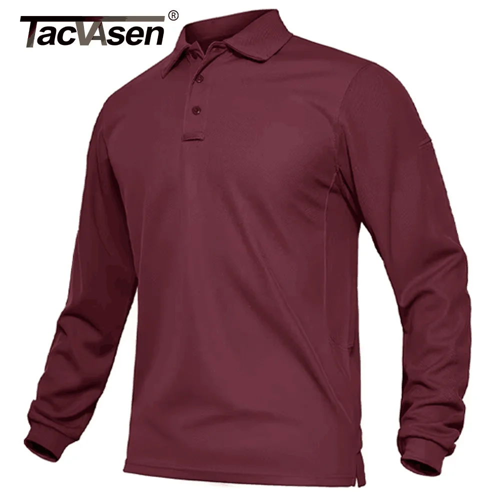 TACVASEN Summer Long Sleeve Performance Quick Drying Polos T-shirts Mens Office Shirt Golf Team Work Shirts Jersey Casual Tops