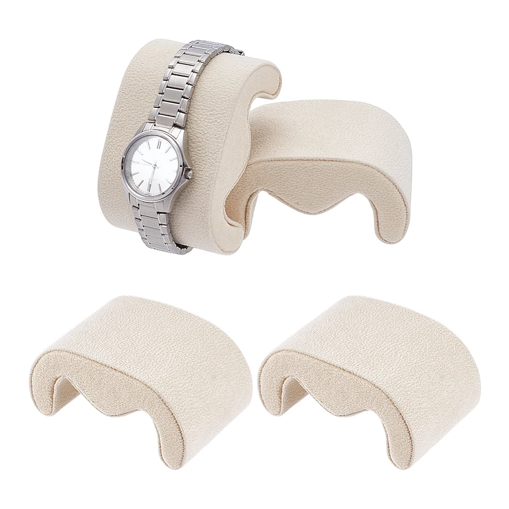 4Pcs Beige Velvets Jewelry Watch Cases Pillows Watch Case Pillow M Shaped Watches Bracelet Display Pillow Velvet Watches Cushion
