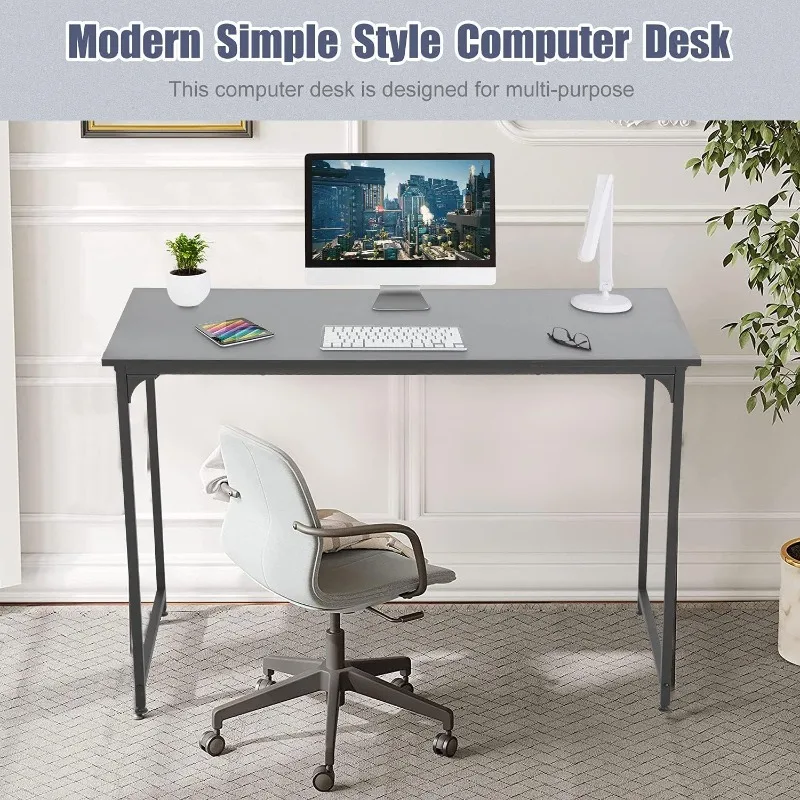 Computer Desk Home Office Desk 48”W x 24”D Gaming Desk Corner Writing Black Large Student Art Modren Simple Style PC Wood