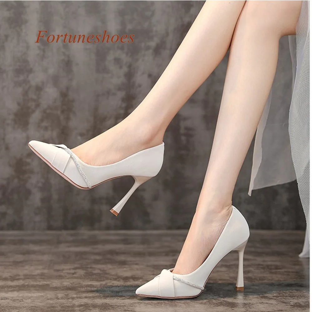 

Stiletto Heel Pointed Toe Pumps Sweet Genuine Leather Slip On Shallow Pumps Spring Shoes Fashion Casual Solid New Arrivals Pumps